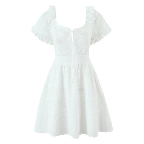 Lace Patchwork Backless Embroidered Dress KUN-00110