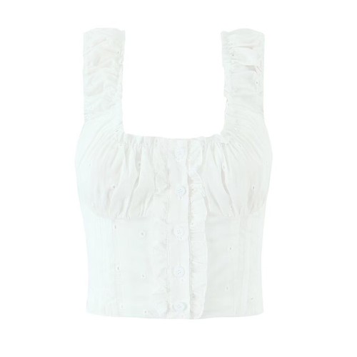 Embroidered Ruffle Tank Top Y2K Sexy Cami KUN-00005