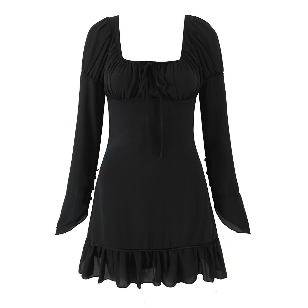 Women's Classic Square Neck Long Sleeve Dress KUN-00161