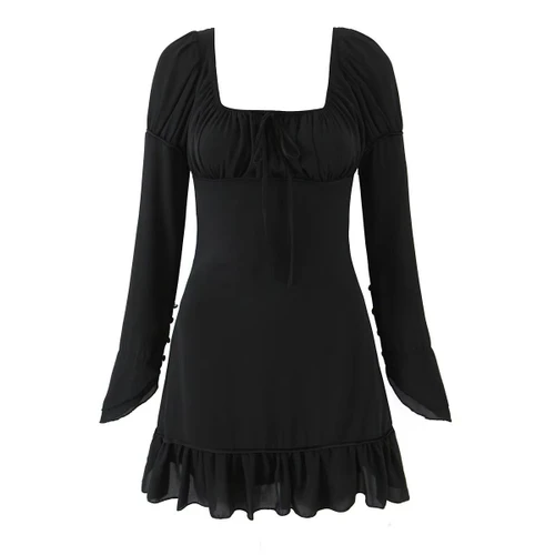 Women's Classic Square Neck Long Sleeve Dress KUN-00161