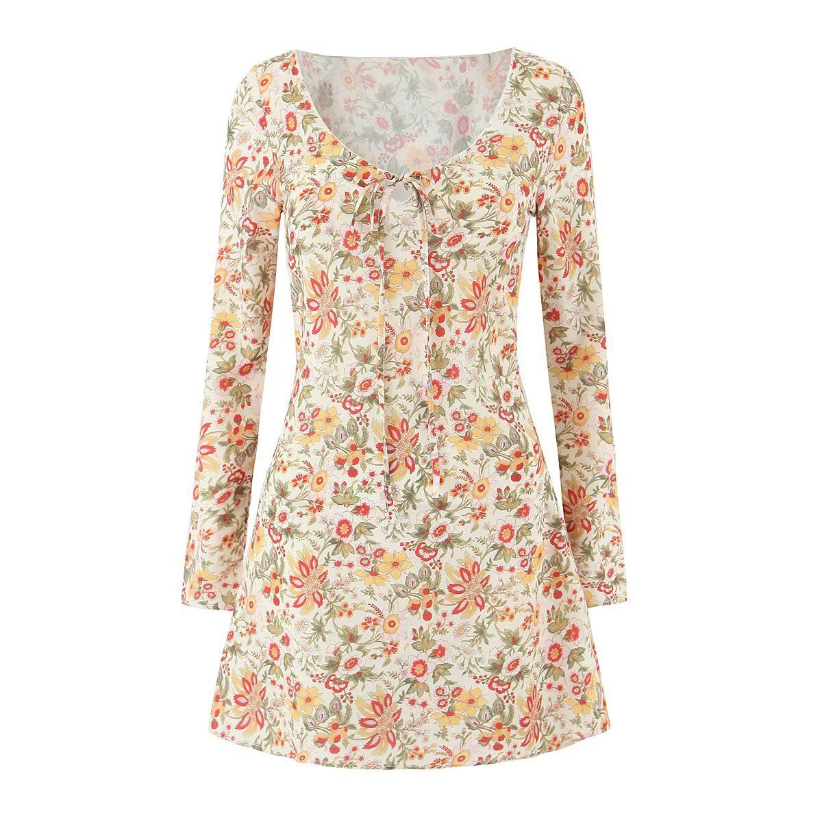 Floral Mini A-Line Dress - Chic & Trendy KUN-00045