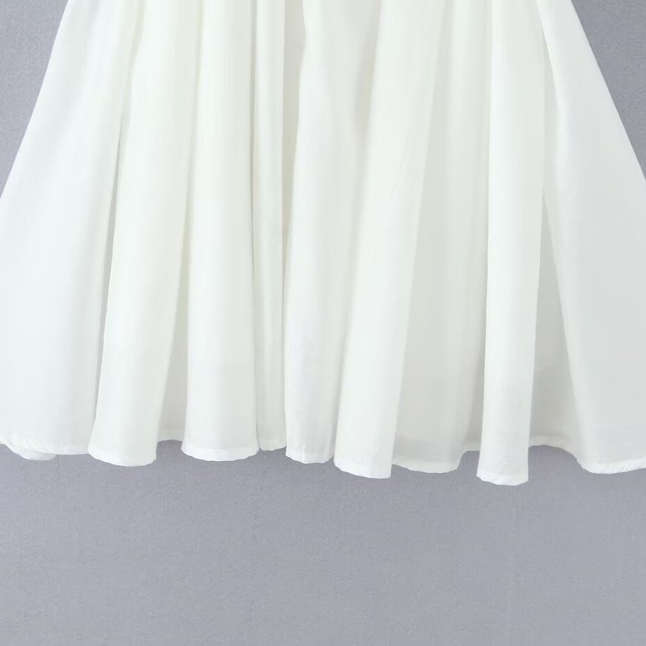 Robe blanche à volants, élégante robe d'été KUN-00124