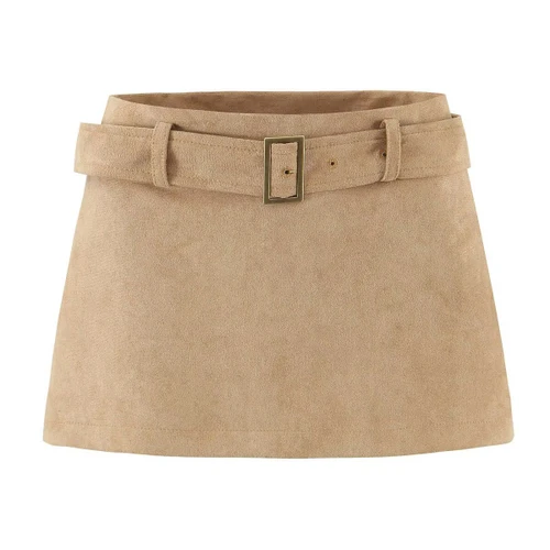 Suede A-Line Mini Skirt with Built-in Shorts KUN-00024
