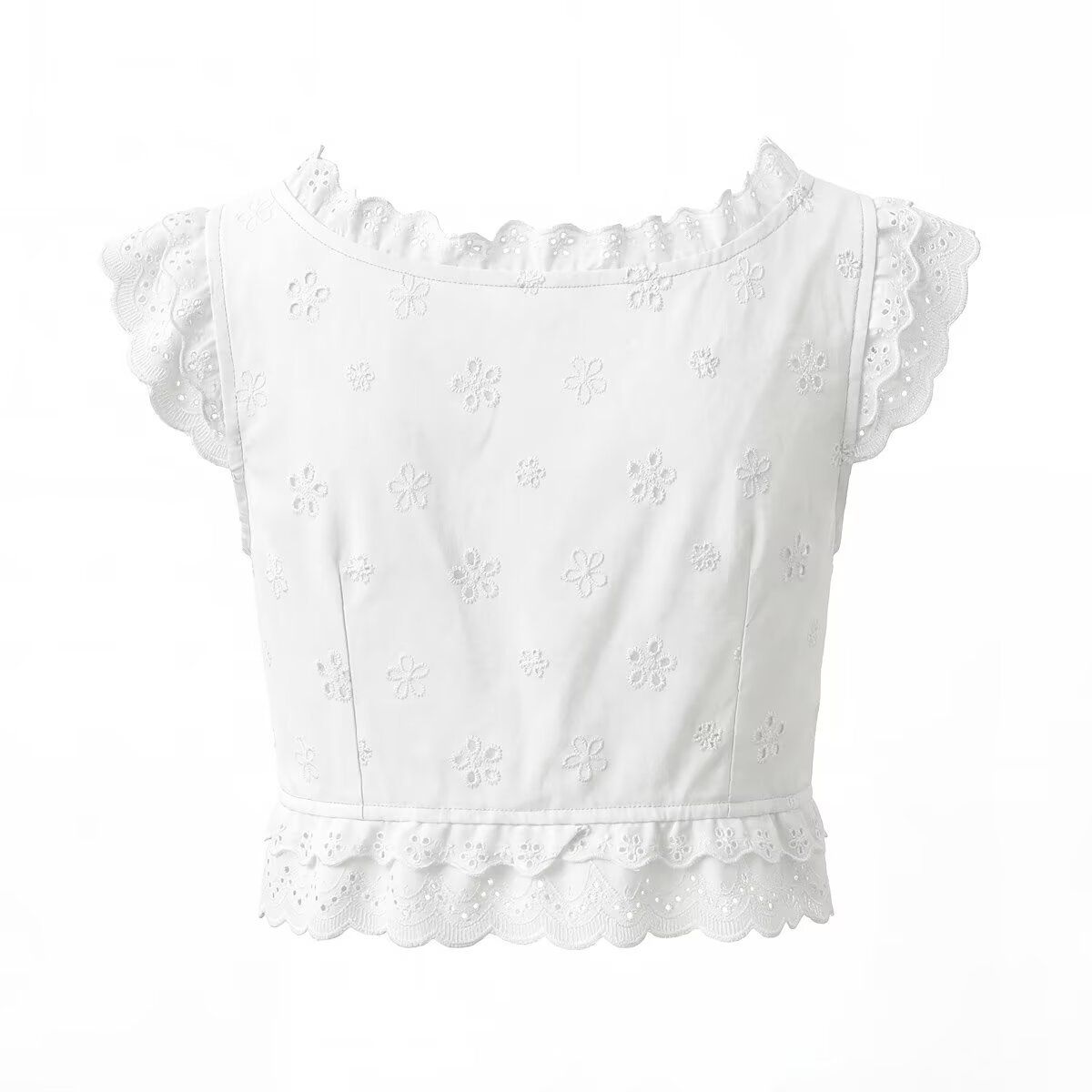 Embroidered Lace Crop Top & Skirt Set - Bohemian Style KUN-00070