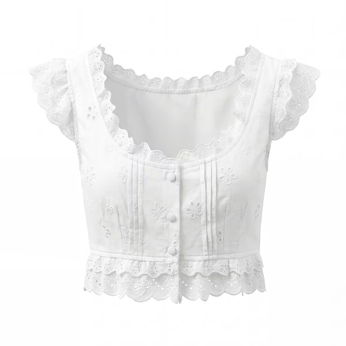 Conjunto de top y falda de encaje bordado - Estilo bohemio KUN-00070