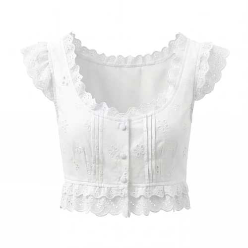 Conjunto de top y falda de encaje bordado - Estilo bohemio KUN-00070