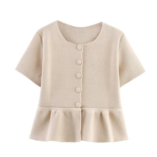 Knit Mini Dress Cardigan - European Style Short Sleeve KUN-00081