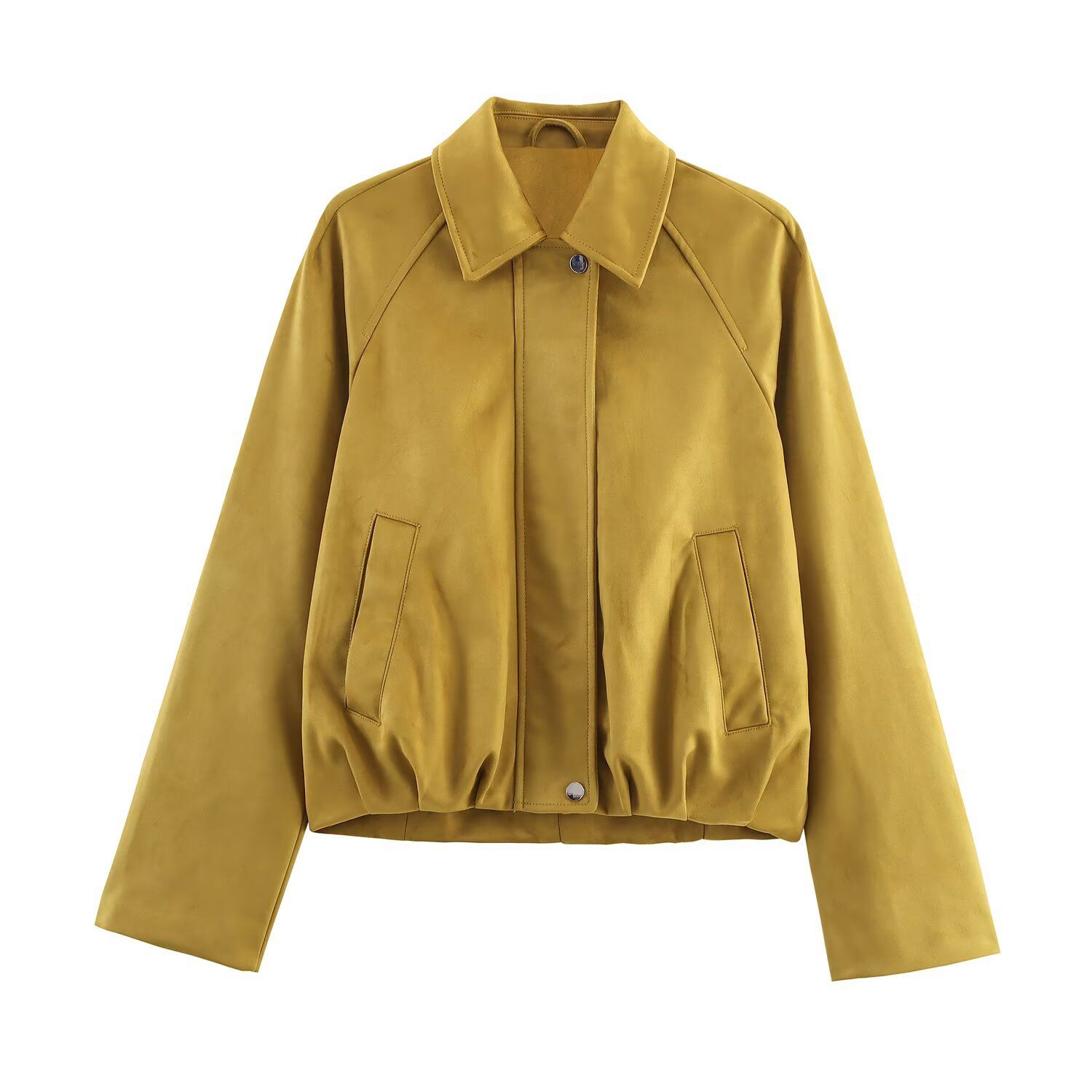 Faux Suede Bomber Jacket - Women's Aviator Style KUN-00069