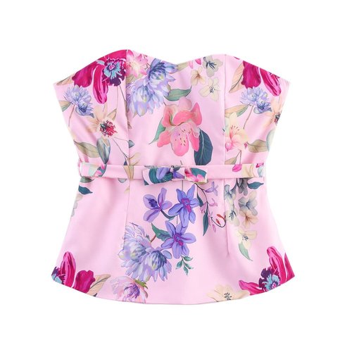 Blumenkorsett-Top & Hosen-Set - Europäischer Stil KUN-00054