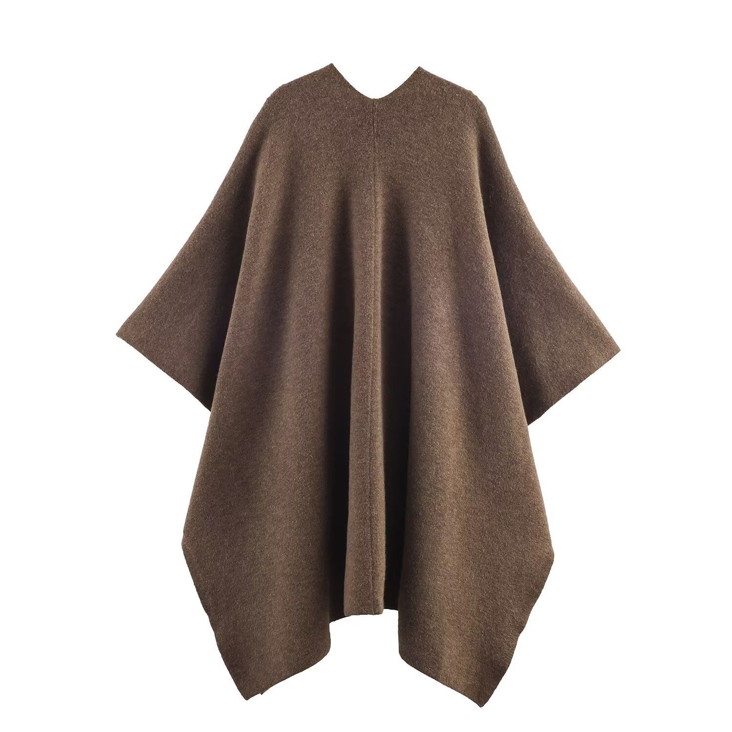 Knit Poncho Cape - Long, Stylish, European Style KUN-00080