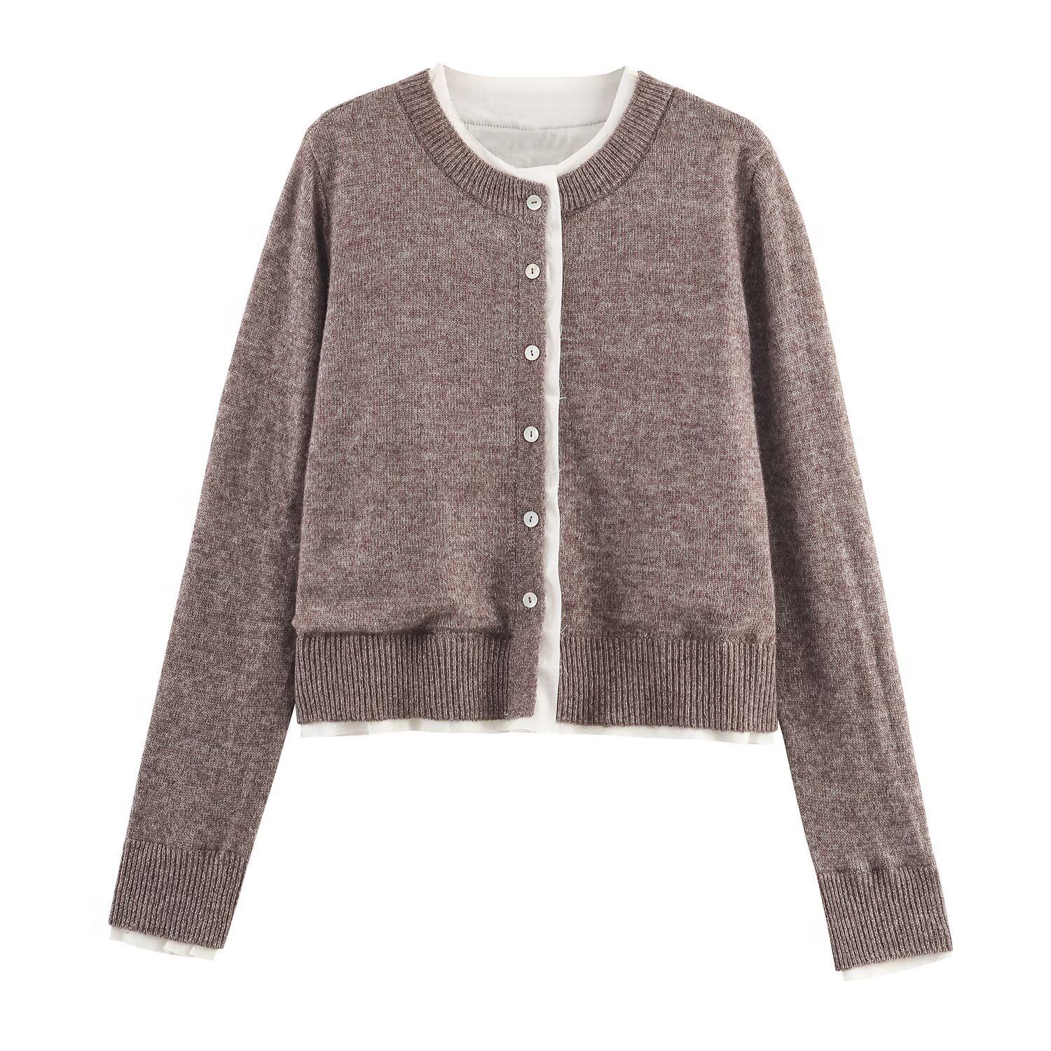 Knit Cardigan Color Block Stylish Sweater KUN-00293