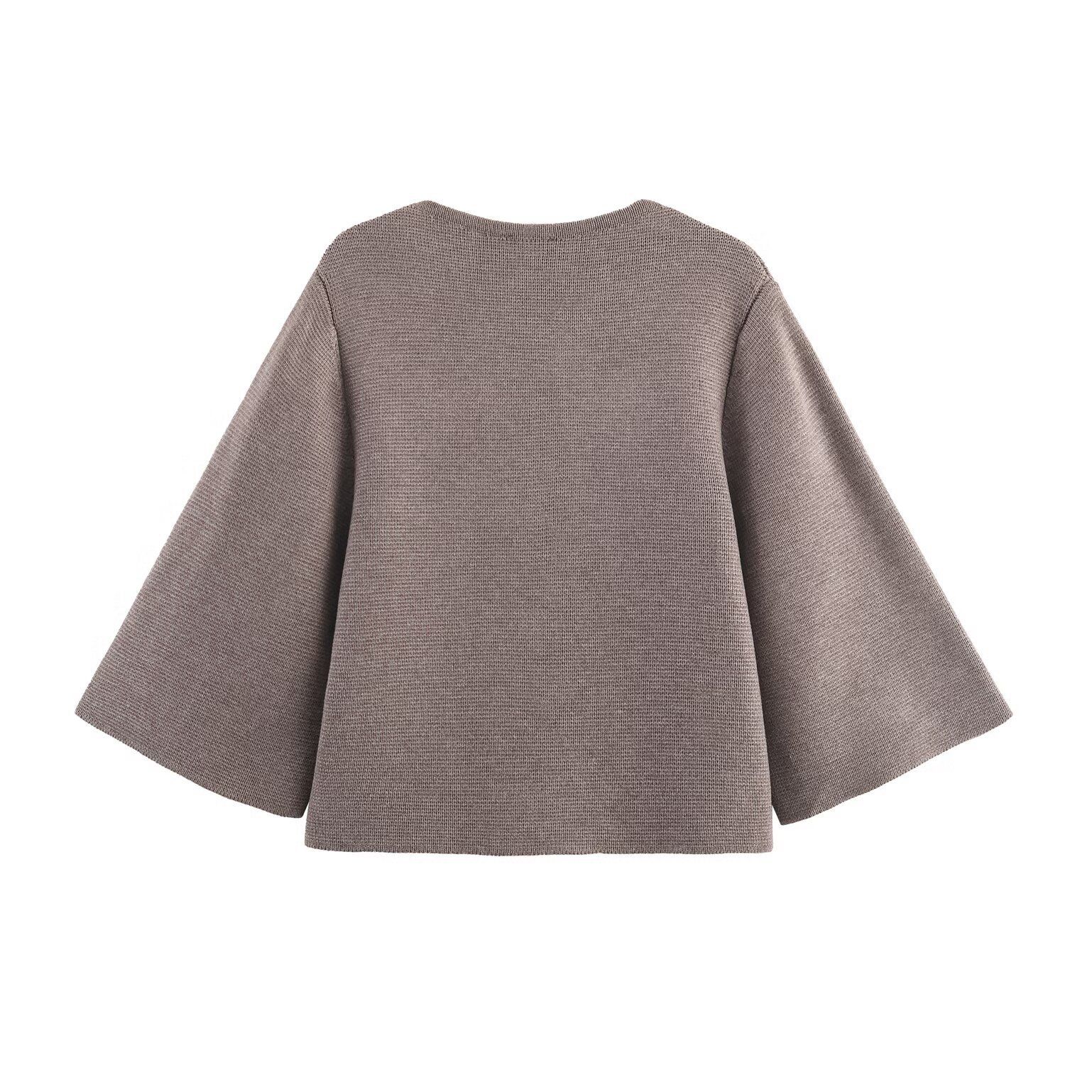 Knit Cardigan with Fabric Buttons - European Style KUN-00076