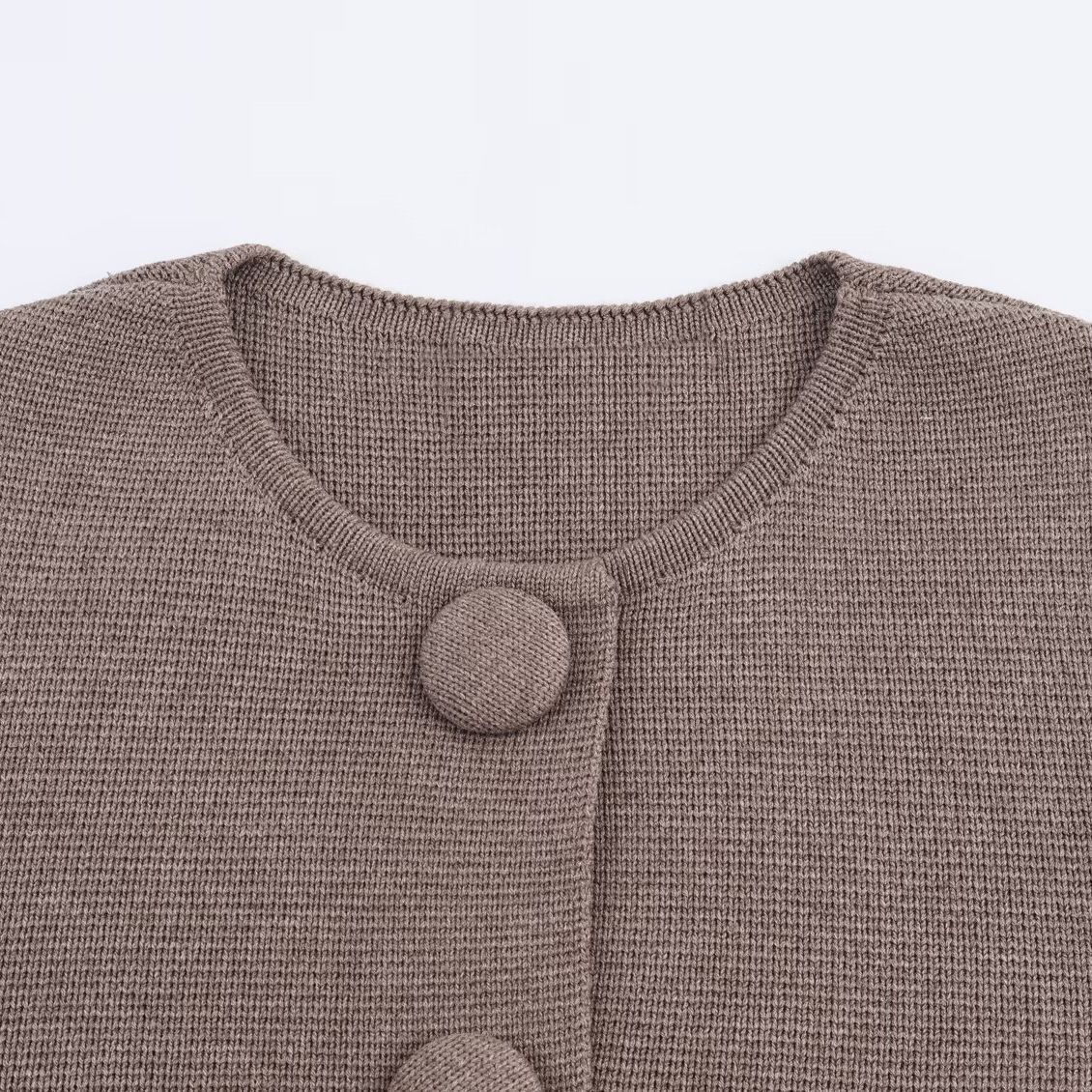 Knit Cardigan with Fabric Buttons - European Style KUN-00076