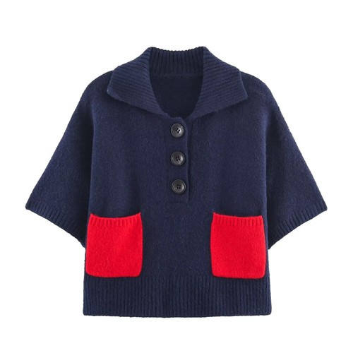 Knit Top Short Sleeve Stylish European Style KUN-00016