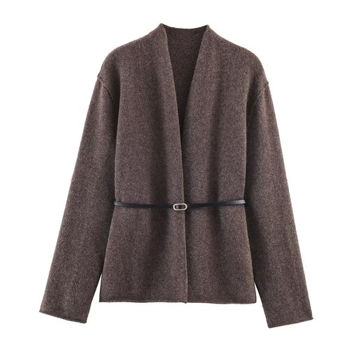 Knit Cardigan with Belt - European Style Women's Fashion KUN-00104