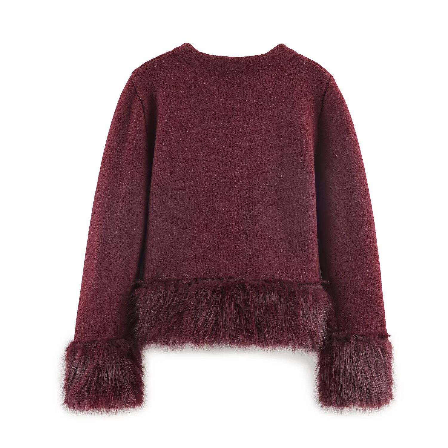 Faux Fur Trim Knit Cardigan Midi Dress Set KUN-00033