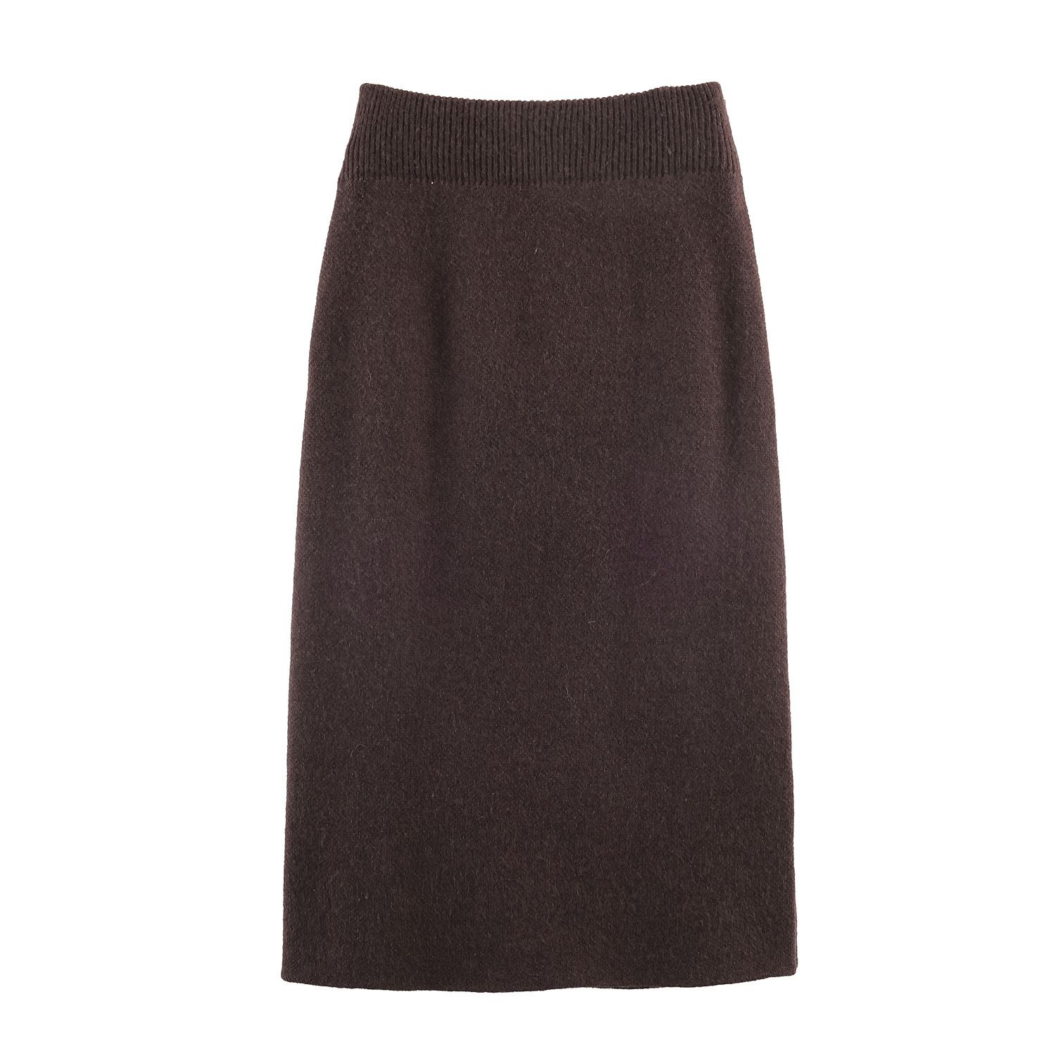 Conjunto de cárdigan de punto con ribete de piel sintética y vestido midi KUN-00033