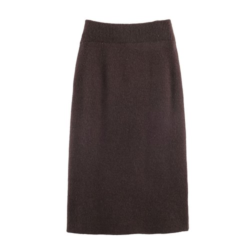 Gebreid vest met imitatiebontkraag en midi-jurk set KUN-00033