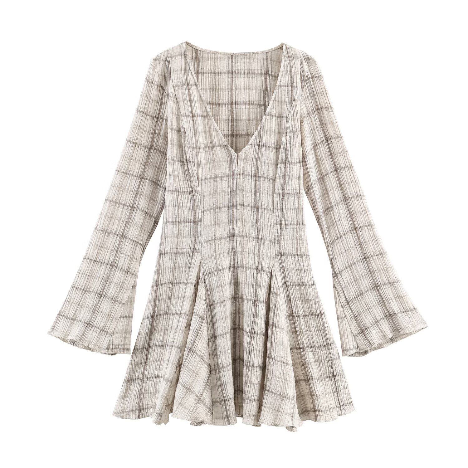 Checkered Mini Dress - Stylish & Casual KUN-00008