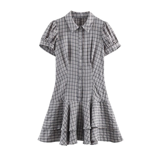 Plaid Layered Mini Dress KUN-00140