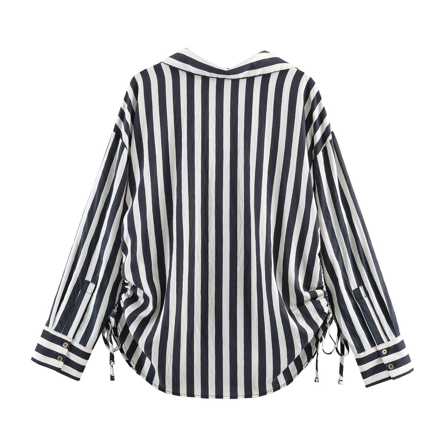 Striped Tie-Front Shirt - Chic European Style KUN-00106