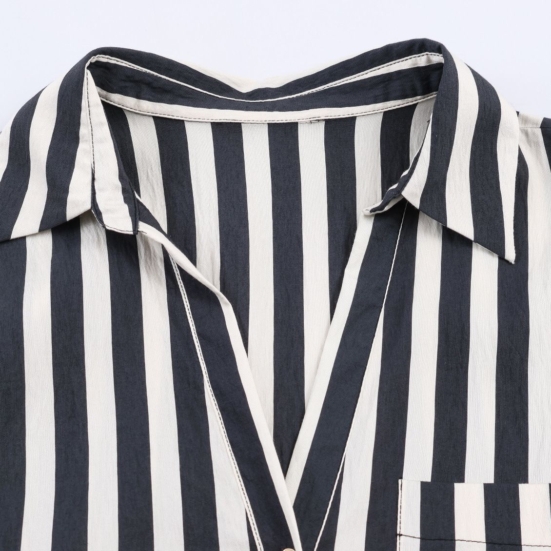 Striped Tie-Front Shirt - Chic European Style KUN-00106