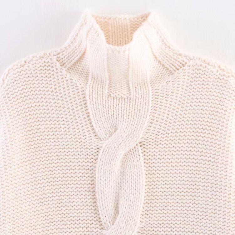 Maglia a coste a maniche lunghe con collo alto, casual, modello KUN-00071