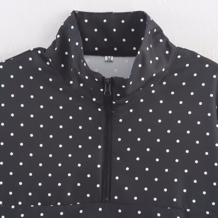 Polka Dot Half Zip Relaxed Fit Jacket KUN-00014