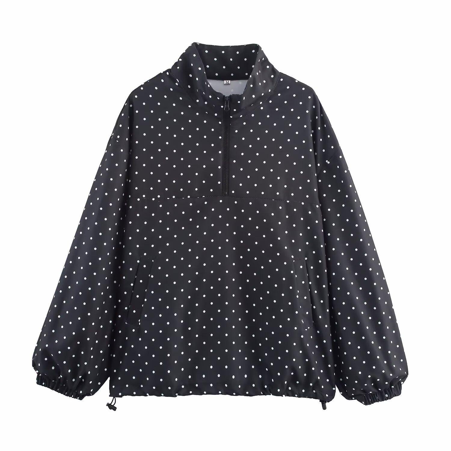 Polka Dot Half Zip Relaxed Fit Jacket KUN-00014