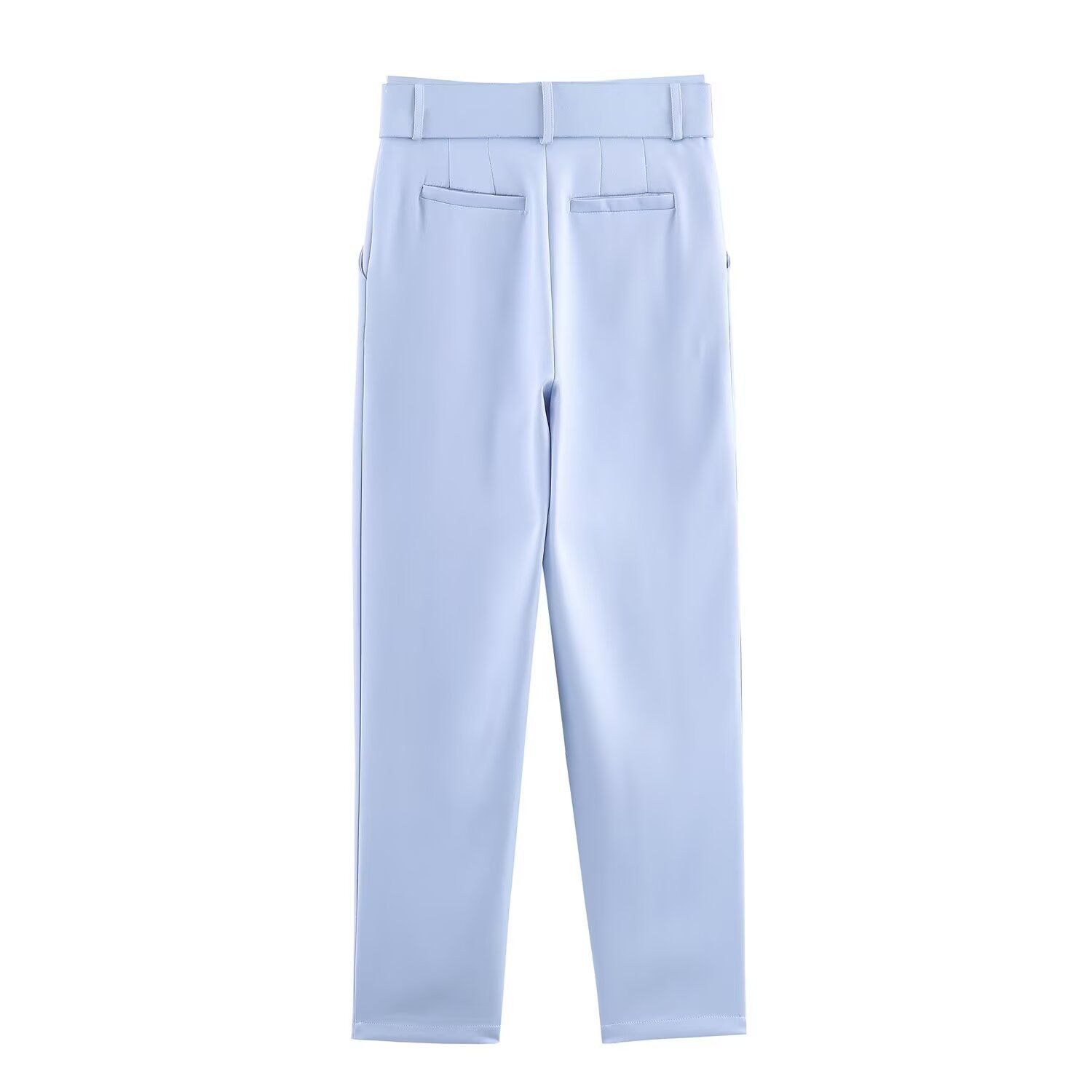 Dames casual broek met hoge taille, rechte pijpen en riem KUN-00009