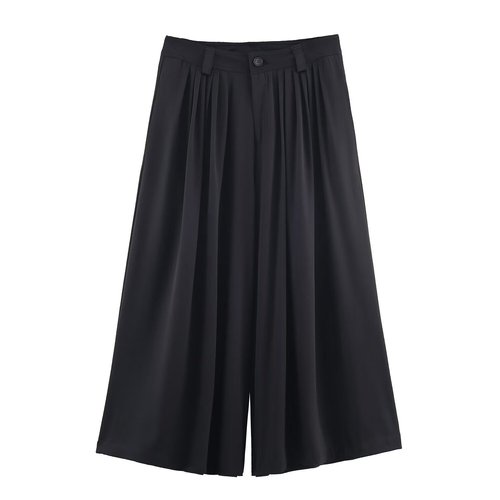 Damen-Hose mit weitem Bein und passendes Jacken-Set mit Knopfleiste – Europäischer Stil KUN-00099