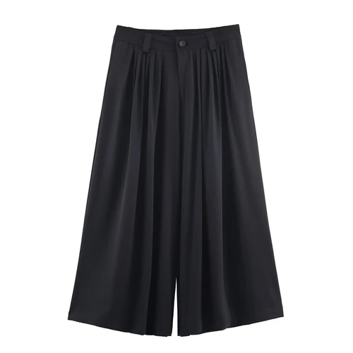 Conjunto de pantalón ancho y chaqueta con botones para mujer - Estilo europeo KUN-00099