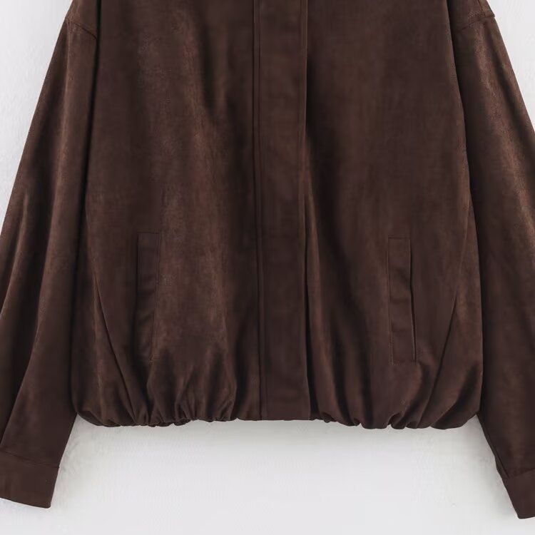 Veste courte en daim, coupe rétro ample KUN-00045