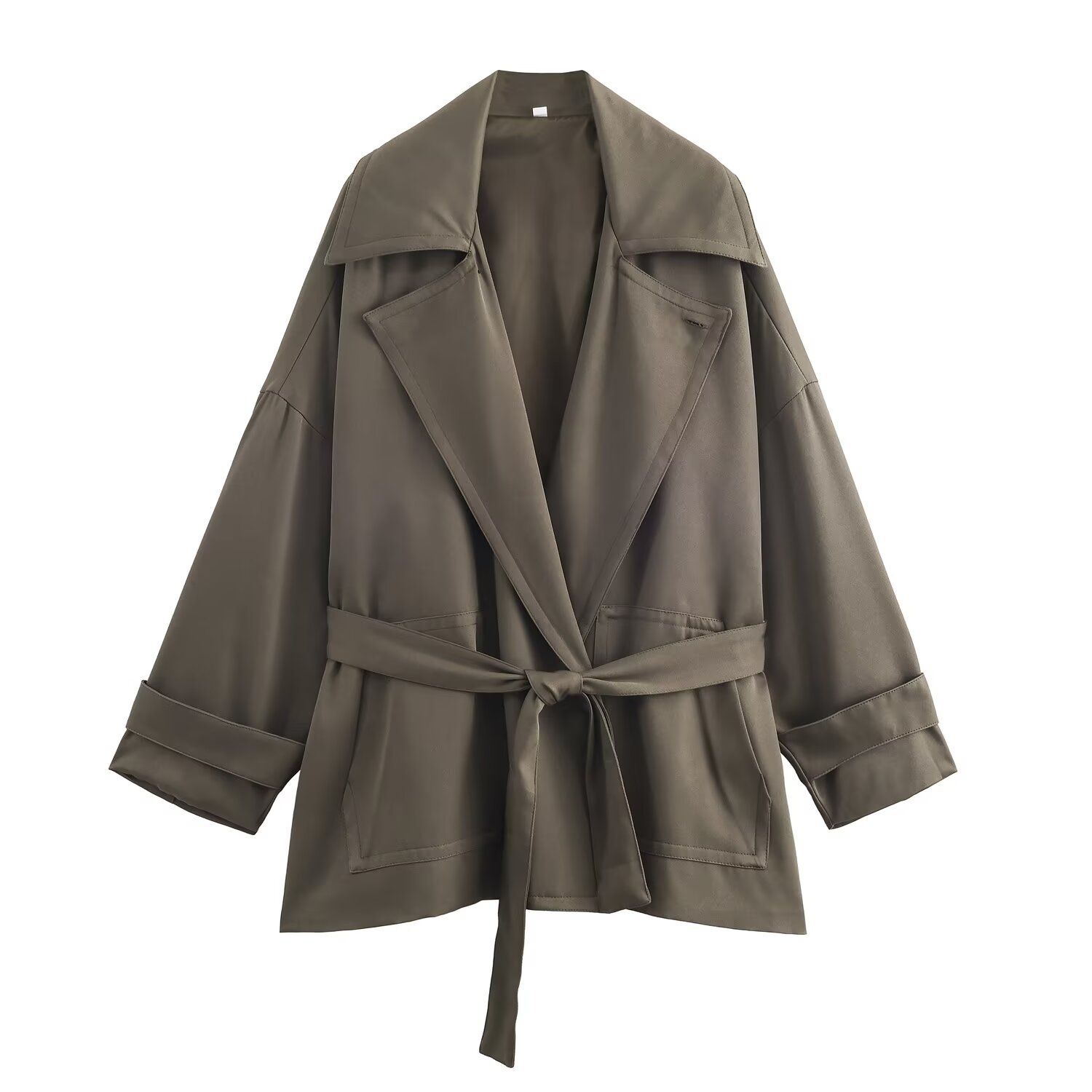 Conjunto de gabardina y pantalón ancho para mujer - Cinturón fluido KUN-00101