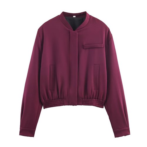 Inspirierte Damen-Bomberjacke, hochtaillierte Hose mit weitem Bein KUN-00103