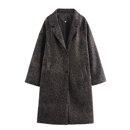 Animal Print Blend Coat - Fashionable Outerwear KUN-00031