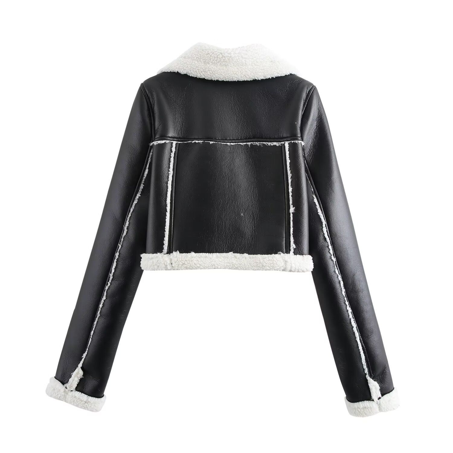 Faux Shearling Moto Jacket - Trendy Biker Style KUN-00047