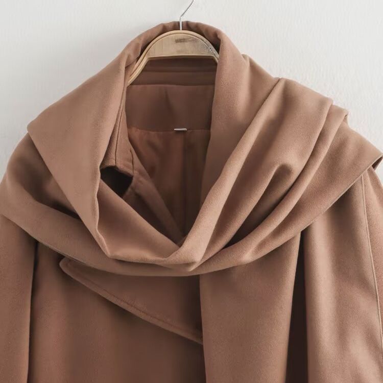 Manteau long croisé en laine mélangée KUN-00008