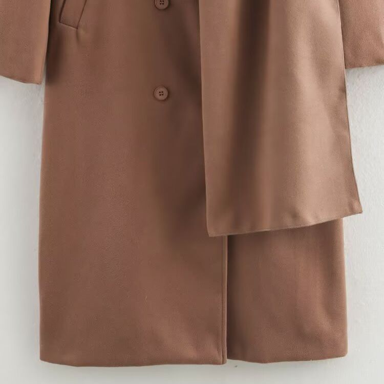Manteau long croisé en laine mélangée KUN-00008