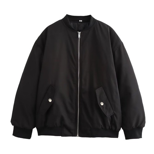 Women's Trendy Ruched Bomber Jacket - Relaxed Fit KUN-00017