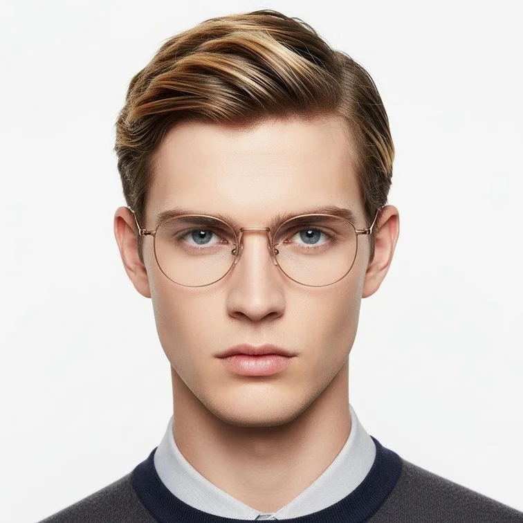 Gafas ovaladas de titanio rosa #BS1913-0134