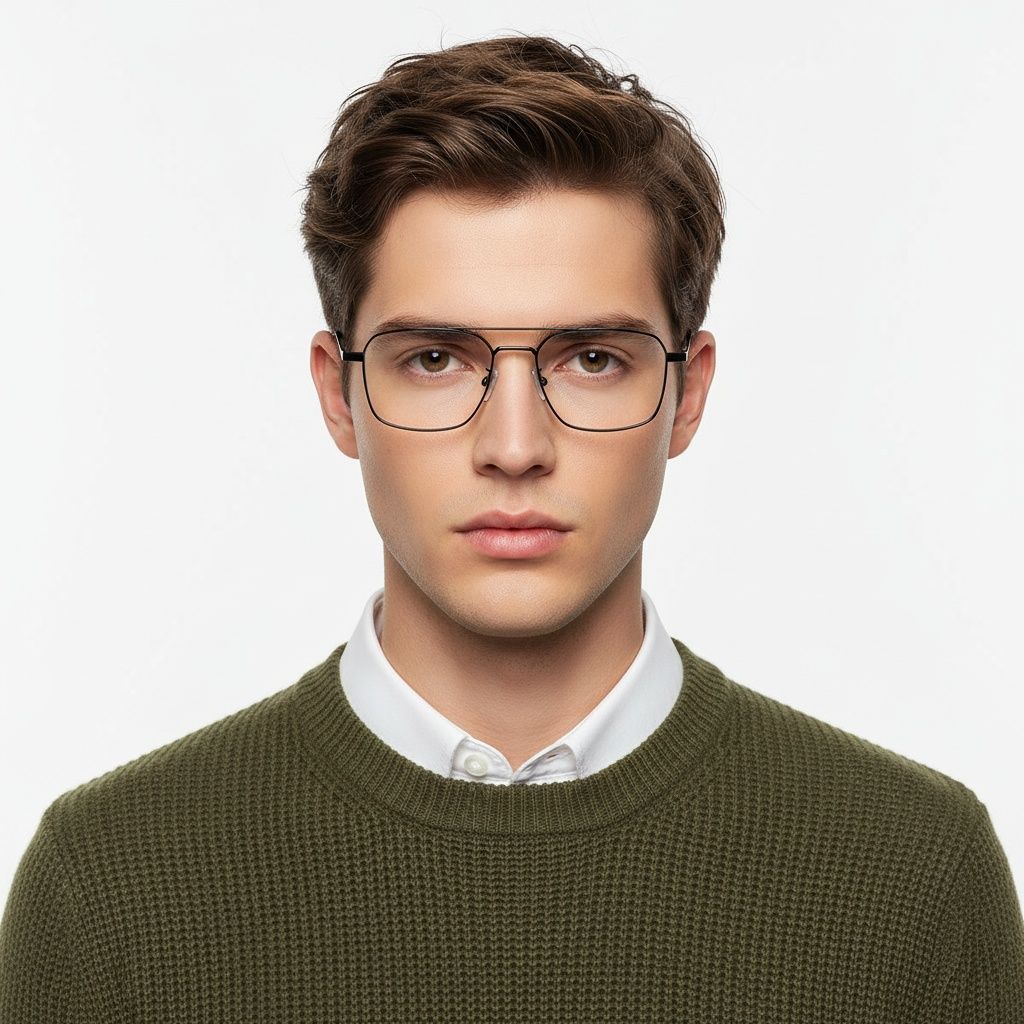 Geometrische schwarze Titanbrille #BS1913-0186