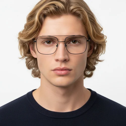 Lunettes aviateur noires en titane #BS1913-0209