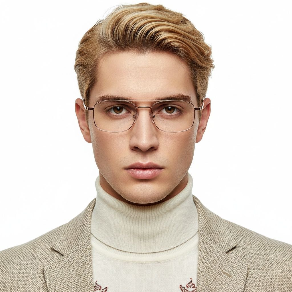 Rectangular Pink Titanium Glasses #BS1913-0216