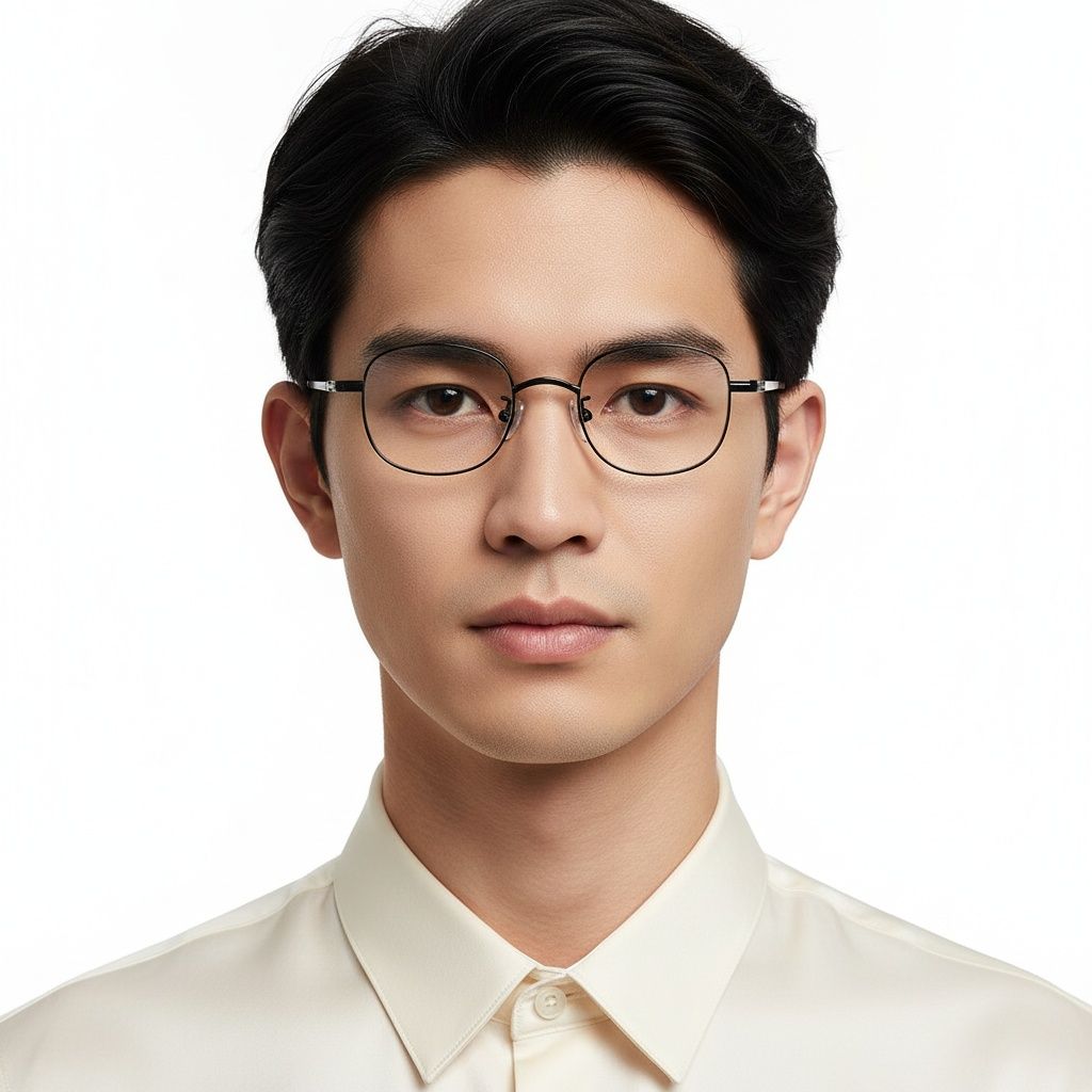 Oval Black Titanium Glasses #BS1913-0219