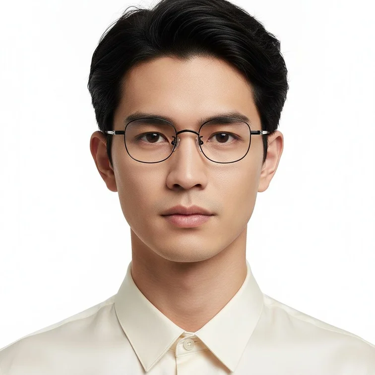 Oval Black Titanium Glasses #BS1913-0219