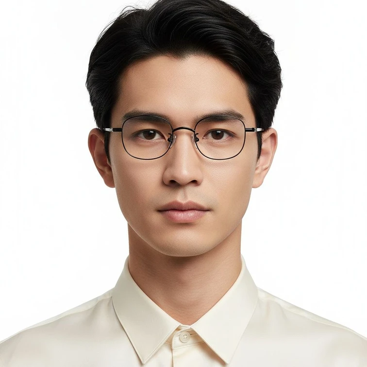 Oval Black Titanium Glasses #BS1913-0219