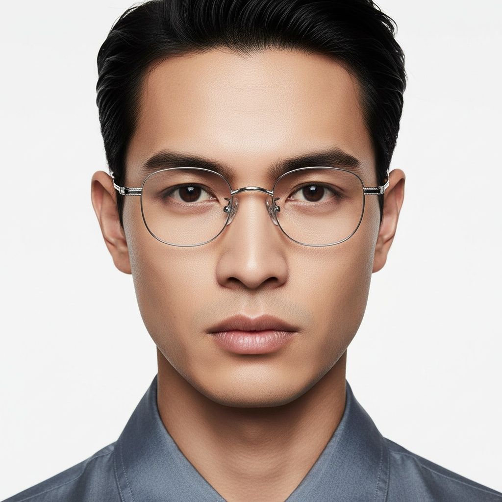 Oval Silver Titanium Glasses #BS1913-0220