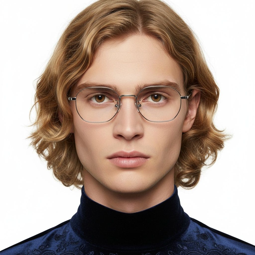 Gafas geométricas de titanio plateado #BS1913-0222