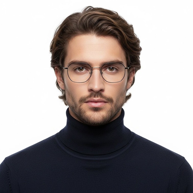 Gafas geométricas de titanio negro #BS1913-0223